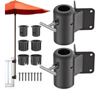 Dolibest Pince Parasol Balcon Pied Parasols Fixe Terrasse 2pcs/Angle Droit | Poteau 3-5cm,Manchon Réducteur,10cm Support Parasol Balcon,Balustrades Plage Cour Balcon,Gain Place,Vis