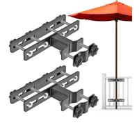 Dolibest Pince Parasol pour Balcon, 2pcs Support de Parasol Réglable pour Balcon Clip de Fixation pour Parasol Gain de Place pour Poteaux Garde-Corps 6.6x6cm Maximum,Poteau 5.6cm Max/Noir