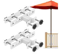 Dolibest Pince Parasol pour Balcon, 2pcs Support de Parasol Réglable pour Balcon Clip de Fixation pour Parasol Gain de Place pour Poteaux Garde-Corps 6.6x6cm Maximum,Poteau 5.6cm Max/Blanc
