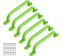 Dolibest Poignee Escalade Enfant, 43cm Poignées de Terrain de Jeux 6pcs Main Courante pour Escalier Barre Poignée Sécurité Barres d'appui Pour Aire Jeux/Jardin/Douches/Toilettes, Base Plate/Vert