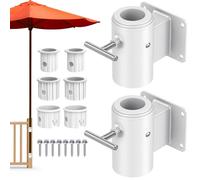 Dolibest Support de Parasol Terrasse, Base Parasol Extérieur 2pcs Patio Umbrella Holder Kit Fixation Smétallique Jardin Arrière-Cour Gain Place avec Manchon 3 Taille Poteau 3-5cm Surface Plane, Blanc