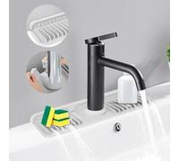 Dolic Protection Anti-éclaboussures pour évier de Cuisine, Tapis de Robinet incliné à 7° pour évier de Cuisine, Protecteur d'évier Plus Long pour évier de Cuisine (Light Grey, 14.6"x 5.5")