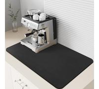 Dolic Tapis de machine à café absorbant avec envers en caoutchouc pour comptoir de cuisine, accessoires pour comptoirs, passe sous la machine à café (noir, 40 x 60 cm)