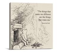 Dolimifa Décoration murale classique avec citation Winnie l'ourson - Vintage - Les choses qui font moi différent - Impression sur toile encadrée prête à accrocher (20,3 x 20,3 cm)
