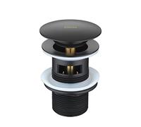 Dolinvo Bonde de Lavabo Pop up avec Trop-Plein Bonde de Vidage Automatique Universelle pour Vasque Salle de Bain Bouchon Lavabo Click Clack G1 1/4" en Laiton Système de Vidage Ronde Cuivre Noir Mat