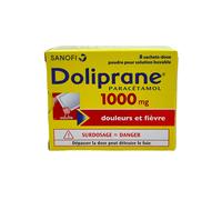Doliprane 1000mg poudre pour solution buvable boite de 8 sachets