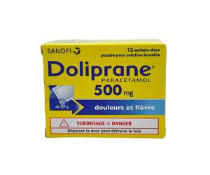 Doliprane 500mg poudre pour solution buvable boite de 12 sachets