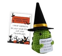 Doll D'affirmation | Halloween Pumpkin Heads Crochet Dol | Support Tricoté Mignon Fait À La Main Avec Carte Positive | Jouet D'encouragement Drôle Pour L'anniversaire, Les Fêtes De Famille, La Décorat