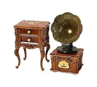Doll House Gramophone Doll House Furniture with Sound Mini Record Player for Collectors Hobbyists Bookcase Window Sill Bookshelf Display Cabinet