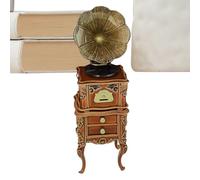 Doll House Gramophone, Miniature Furniture with Sound Feature, 8cm Mini Record Player for Collectors and Hobbyists, Resin Accessory for Bookcase, Window Sill, Bookshelf, Display Cabinet