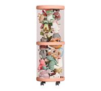 Doll Storage Tube with Wheels - Toy Tower, Plush Keeper | Upright Toy Holder for Stuffed Animals, Tiered Storage Container for Bedroom, Portable Kids Toy Organizer Tube, Clear Dustproof Toy Display