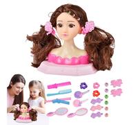Doll Styling Head Fingend Play Kit de beauté avec accessoires pour filles | Jeu de jouets sans danger non toxique | Pratiquez la tête de la pour anniversaire, Noël, jour du Ni