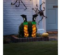 Doll Wicked, 1 paire de sorcières Jois d'Halloween Decor, 17 Mécrailleuses de sorcières à la hausse à la hausse avec enjeux et lumière LED, décorations de sorcières d'Halloween farcies pour la fête e