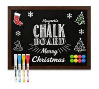 DOLLAR BOSS Tableau noir magnétique 45 x 60 cm - Fixation murale - Tableau noir pour murs - Tableau d'affichage - Tableau noir A2 - Cadre en bois rustique pour bureau, chambre, école, café et cuisine