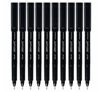 DOLLAR Lot de 10 marqueurs permanents pour CD/DVD - Noir - Pointe extra fine (0,3 mm) - Étanches - Séchage rapide - Écriture sur la plupart des surfaces