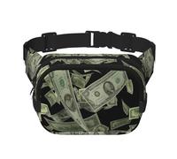 Dollar Sign Money Print Workout Accessory Square Double Layer Waist Bag Trendy Travel for Men and Women