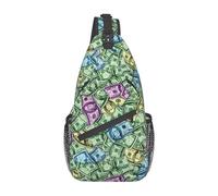 Dollars Money-7 Sac Poitrine Sling Argent, Parfait pour Trek, Cyclisme, Mixte.