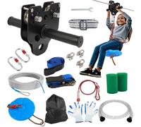 Dollate Tyrolienne pour enfants et adultes : 24 m jusqu'à 181,4 kg Kit de tyrolienne à serrage rapide pour extérieur, chariot amovible mis à jour, siège épais, harnais de sécurité