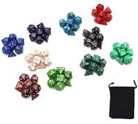 DollaTek 10 Ensemble de dés polyédriques Ensembles de dés complets （70 pièces） de D4 D6 D8 D10 D% D12 D20 Compatible avec Les donjons et Les Dragons DND RPG MTG Jeux de Table