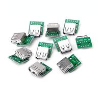DollaTek 10Pcs USB 2.0 Femelle Tête Dip 4p Droite Fiche Adaptateur Plug A été Soudé Câble de données de téléphone Portable USB-03