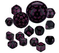 DollaTek 15 pièces ensemble complet de dés polyédriques D3-D100 ensemble de dés de jeu pour jeux de table de rôle noir et violet
