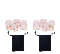 DollaTek 2 jeux de dés polyédriques blancs 7 matrices compatibles avec les donjons et dragons DND Jeu de rôle Motif doré