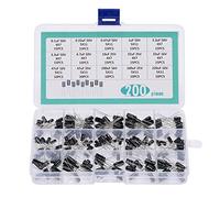 DollaTek 200pcs 15Values Range 0.1uF-220uF Kit d'assortiment de condensateurs électrolytiques