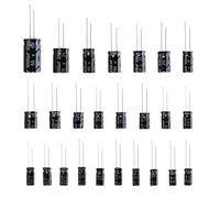 DollaTek 25 Valeurs 16V 25V 50V 1uF à 2200uF Condensateurs électrolytiques Assortiment Assorti Kit Set Noir - 125PCS