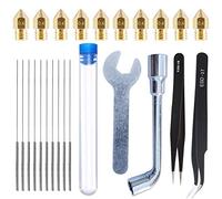 DollaTek 25pcs kit d'outils d'impression 3D, buse 10pcs 0.4mm + aiguille de nettoyage 10pcs 0.35mm + pince à épiler 2pcs + clé 2pcs pour buse d'imprimante 3D MK8