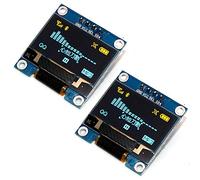 DollaTek 2Pcs 0.96 "Carte de Module 1306 avec écran OLED I2C IIC SPI série 128x64 avec embases Broches pour Arduino - Police Jaune Bleu