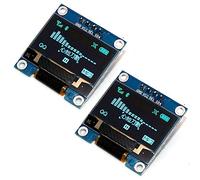 DollaTek 2Pcs 0.96"Carte de Module 1306 avec écran OLED I2C IIC SPI série 128x64 avec embases Broches pour Arduino - Police Bleue