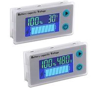 DollaTek 2PCS 10-100V Niveau de batterie Programmable Tension Indicateur de température Jauge 12V 24V 36V 48V Affichage LCD Indicateur de pourcentage Testeur