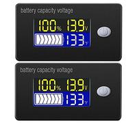 DollaTek 2Pcs Indicateur de capacité de la batterie 12V affichage LCD voltmètre testeur de température
