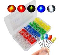 DollaTek 500PCS 5MM LED lumière blanc jaune rouge bleu vert kit de diodes d'assortiment bricolage