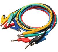 DollaTek 5pcs fiche Banane à Pinces Crocodiles câble, 4mm fiche Banane sécurité Souple Silicone Fil Pile 14AWG câble d'extension multimètre Test câble Ensemble