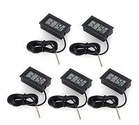 DollaTek 5Pcs Thermomètre Digital LCD Moniteur de température avec sonde Externe pour Réfrigérateur Congélateur Réfrigérateur Aquarium -Black