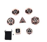 DollaTek 7PCS Jeu de dés polyédriques en métal avec Sac de Rangement Noir pour donjons et Dragons de Jeux de rôle (Noir)