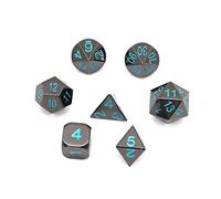 DollaTek 7PCS Metal Dice Set DND Game Polyhedral Solid Metal D&D Dice Set avec Sac de Rangement et Alliage de Zinc avec émail pour Jeux de rôle Donjons et Dragons (Peinture de Cuisson Noire Antique)