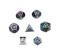 DollaTek 7PCS Metal Dice Set DND Game Polyhedral Solid Metal D&D Dice Set avec Sac de Rangement et Alliage de Zinc avec émail pour Jeu de rôle Donjons et Dragons (Noir coloré)