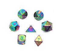 DollaTek 7PCS Metal Dice Set DND Game Polyhedral Solid Metal D&D Dice Set avec Sac de Rangement et Alliage de Zinc avec émail pour Jeu de rôle Donjons et Dragons (Peinture de Cuisson colorée)
