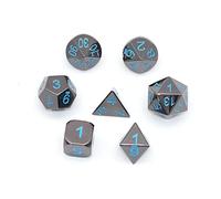 DollaTek 7PCS Metal Dice Set DND Game Polyhedral Solid Metal D&D Dice Set avec sac de rangement et alliage de zinc avec émail pour jeux de rôle Donjons et dragons(peinture de cuisson bleu nickel noir)