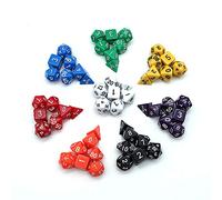DollaTek 8 Jeux de dés 8 x 7 (56 pièces) Crit Games Cinq Jeux de dés polyédriques à Code Couleur RPG pour D&D