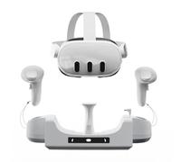 DollaTek Caricatore VR 3 in 1 Base di contatto Dock di ricarica montabile a parete Con indicatore luminoso a LED per Quest 3 Occhiali/maniglie Base di ricarica Accessori Antiscivolo