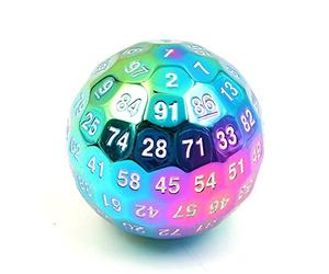 DollaTek Dés polyédriques en métal 100 côtés 50 mm utilisés pour Le Jeu de dés Dungeon and Dragon DND - Coloré