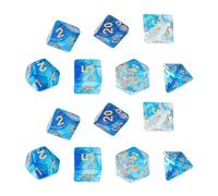 DollaTek dés polyédriques Transparents Set Jeux de Table dés 2 Jeux dés 2 x 7 (14 pièces) Die série D20 D12 D10 D8 D6 D4 DND dés DND RPG MTG Double Couleurs One Piece(Bleu)