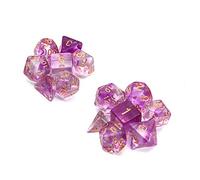 DollaTek dés polyédriques Transparents Set Jeux de Table dés 2 Jeux dés 2 x 7 (14 pièces) Die série D20 D12 D10 D8 D6 D4 DND dés DND RPG MTG Double Couleurs One Piece(Pourpre)