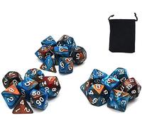 DollaTek Jeu de dés polyédriques dés de Jeux de Table 3 Jeux de dés 3 x 7 (21 pièces) Série Die D20 D12 D10 D8 D6 D4 DND dés DND RPG MTG Double Couleurs Une pièce (Vert et Or)