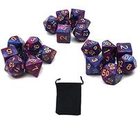 DollaTek Jeu de dés polyédriques dés de Jeux de Table 3 Jeux de dés 3 x 7 (21 pièces) Série Die D20 D12 D10 D8 D6 D4 DND dés DND RPG MTG Double Couleurs Une pièce (Purôle and Blue)
