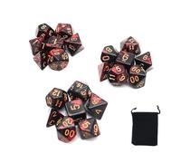 DollaTek Jeu de dés polyédriques dés de Jeux de Table 3 Jeux de dés 3 x 7 (21 pièces) Série Die D20 D12 D10 D8 D6 D4 DND dés DND RPG MTG Double Couleurs Une pièce (Rouge et Noir)