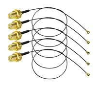 DollaTek Lot de 5 câbles d'antenne WiFi Mini PCI U.FL vers SMA Pigtail à polarité inversée, 20 cm, adaptateur WiFi IPX vers SMA femelle, émetteur d'antenne FPV - Spirale extérieure, trou intérieur